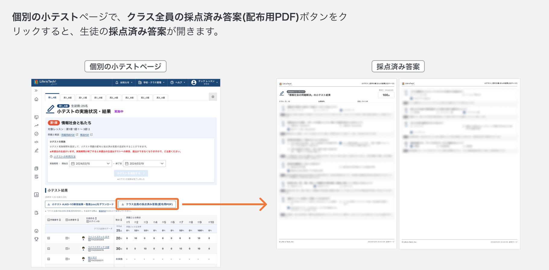 採点済み答案で小テストを返却する　.png