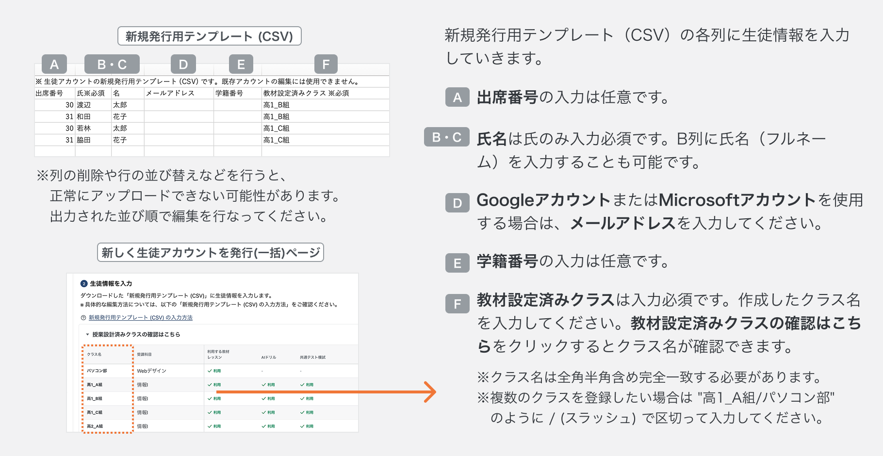 新規発行用テンプレート (CSV)に生徒情報を入力する.png